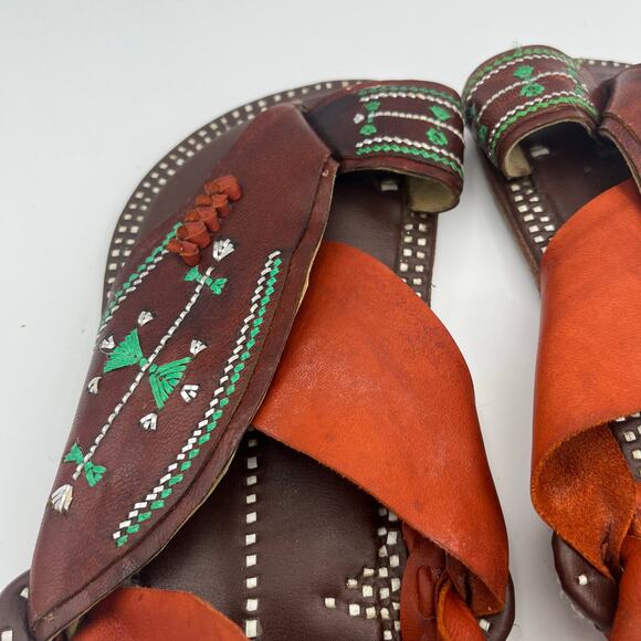 SandCruisers Women's Traditional Arabian Sandals Leather Beaded Size 11 Wide - Picture 5 of 10